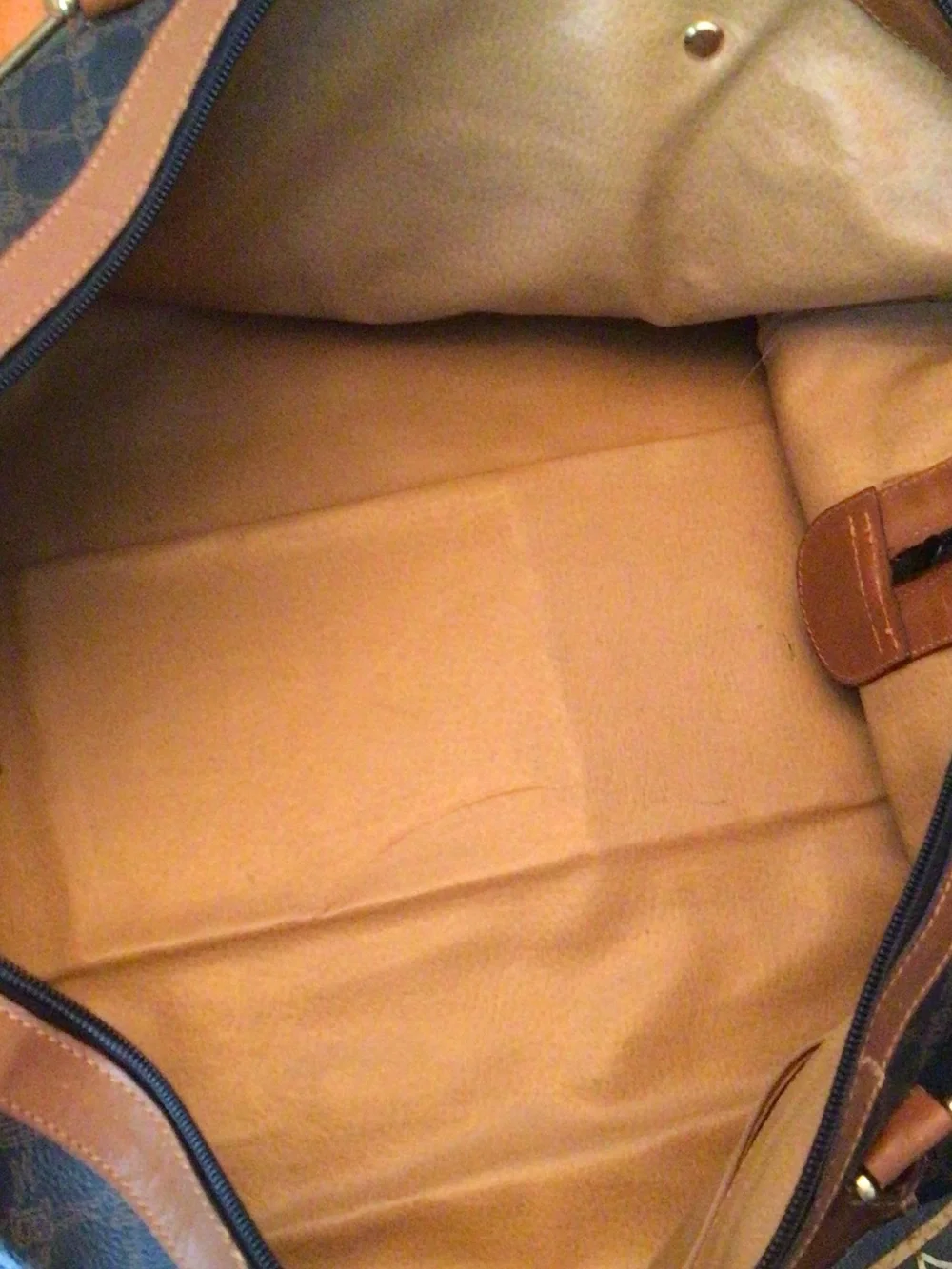 Bally Dark Brown Monogram Leather-Trim Duffel with lock & 2 keys